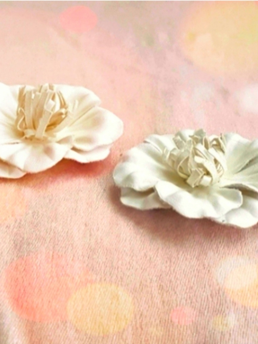 Leather Flowers Bobby Pin Hair Bridal White Tropical Tiki Hawaiian Accessory